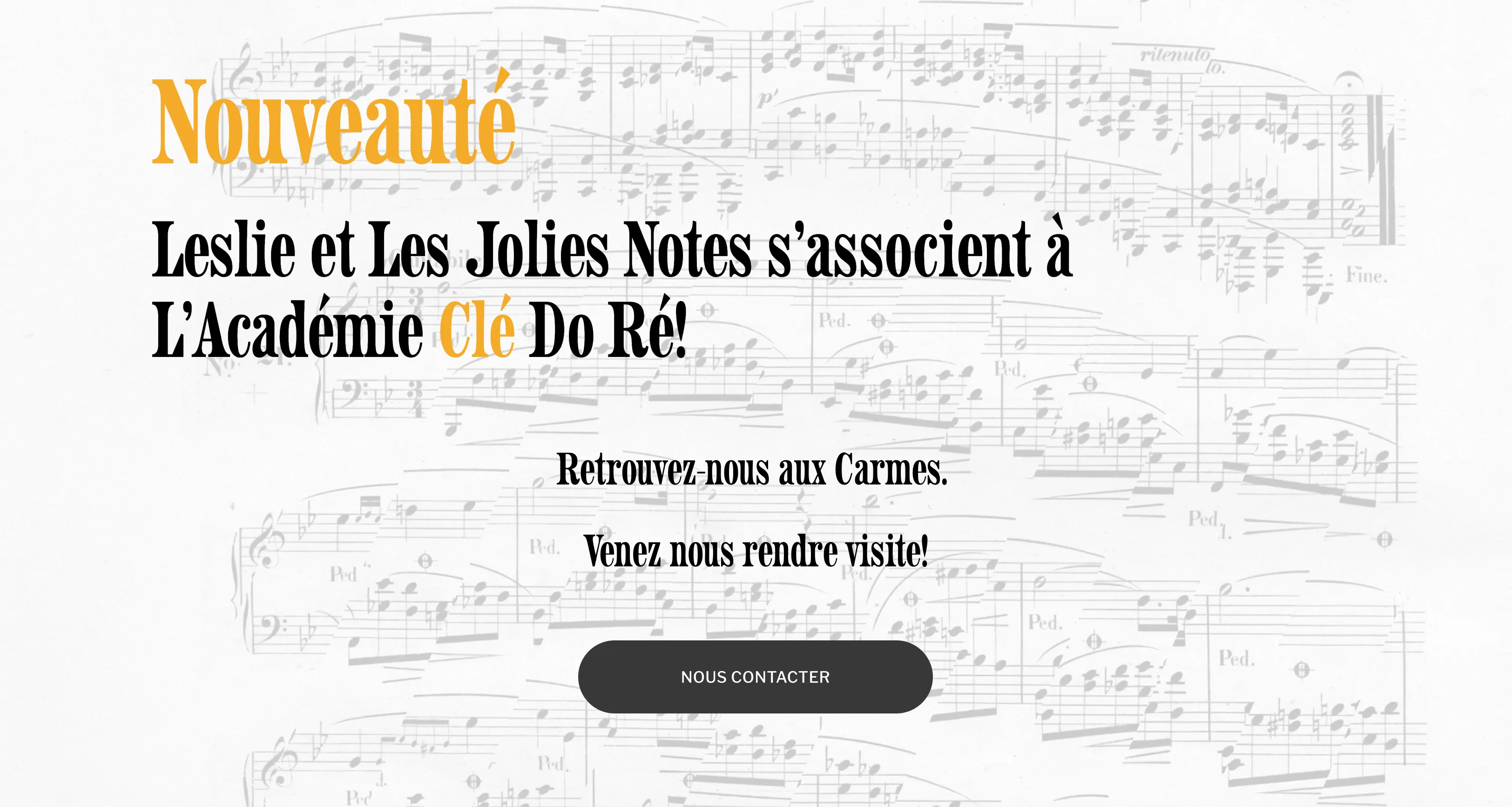 Académie Clé Do Ré homepage hero section