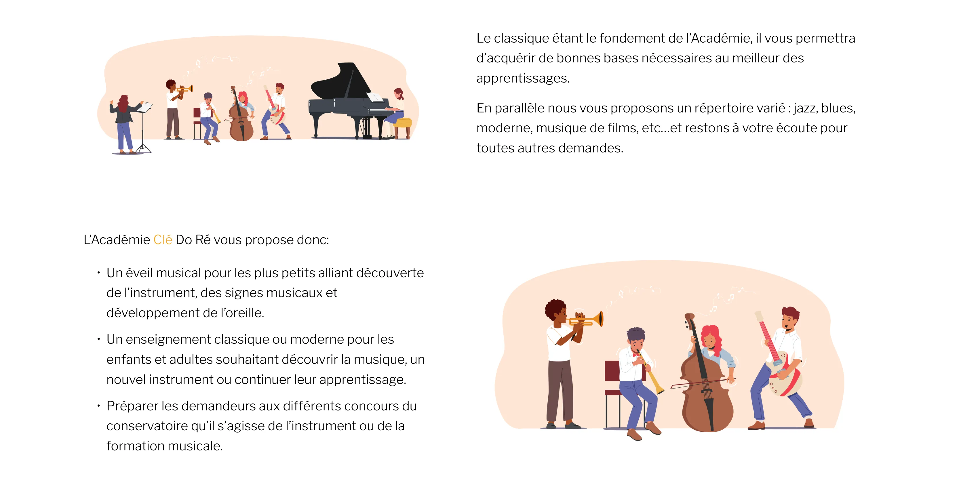 Académie Clé Do Ré program section