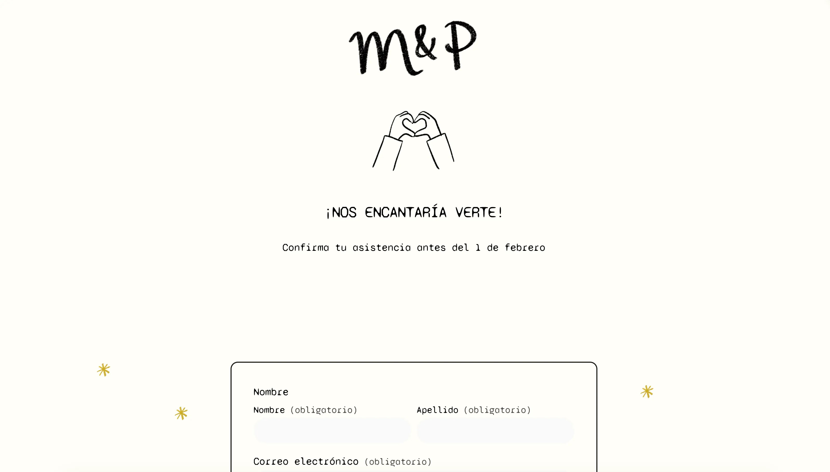 Boda Marta and Pedro RSVP section