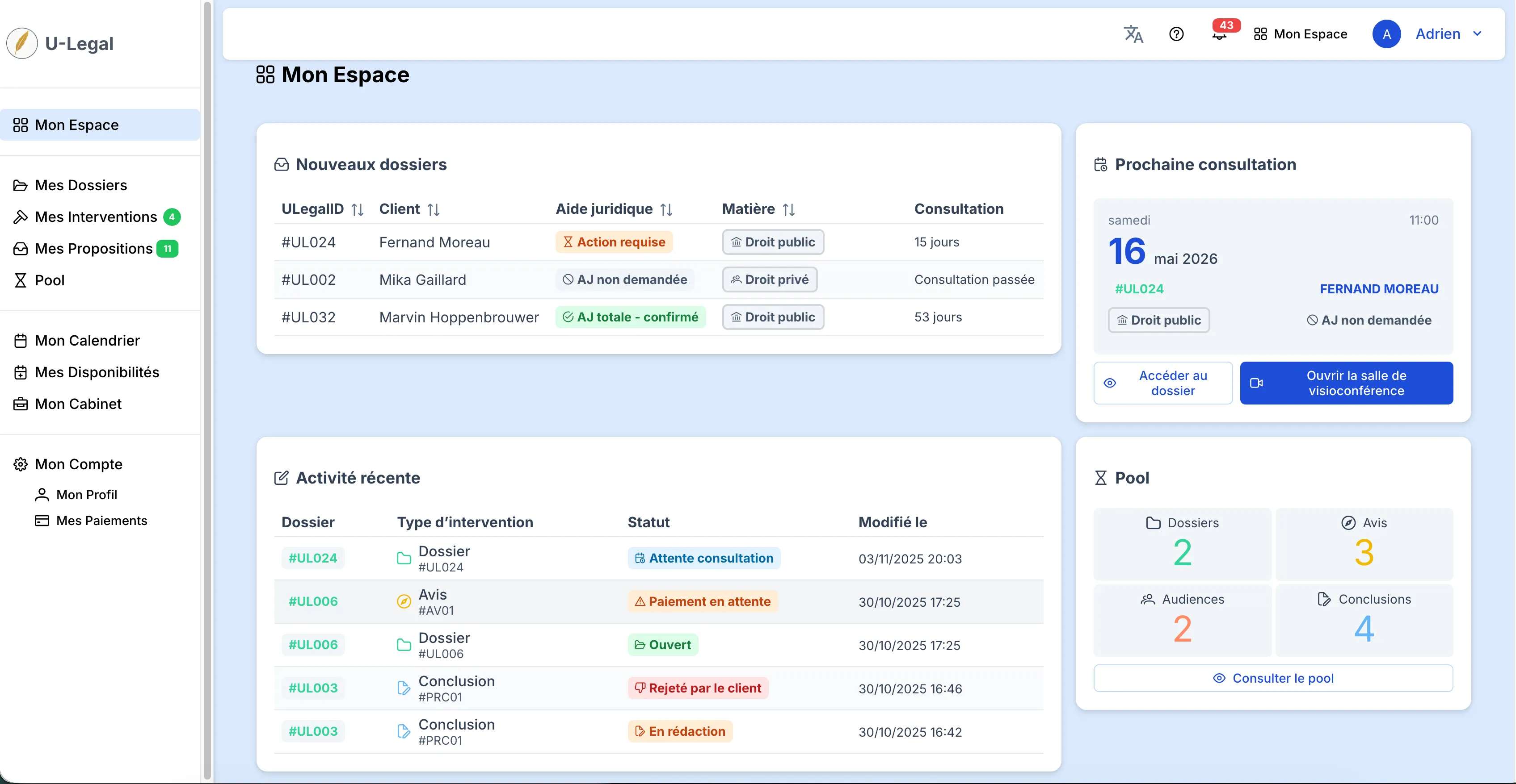 Client-Lawyer Platform screen 06