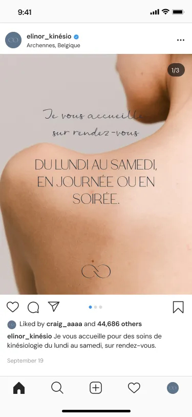Elinor Instagram main feed view