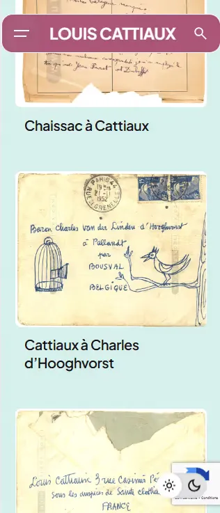 Louis Cattiaux mobile content page