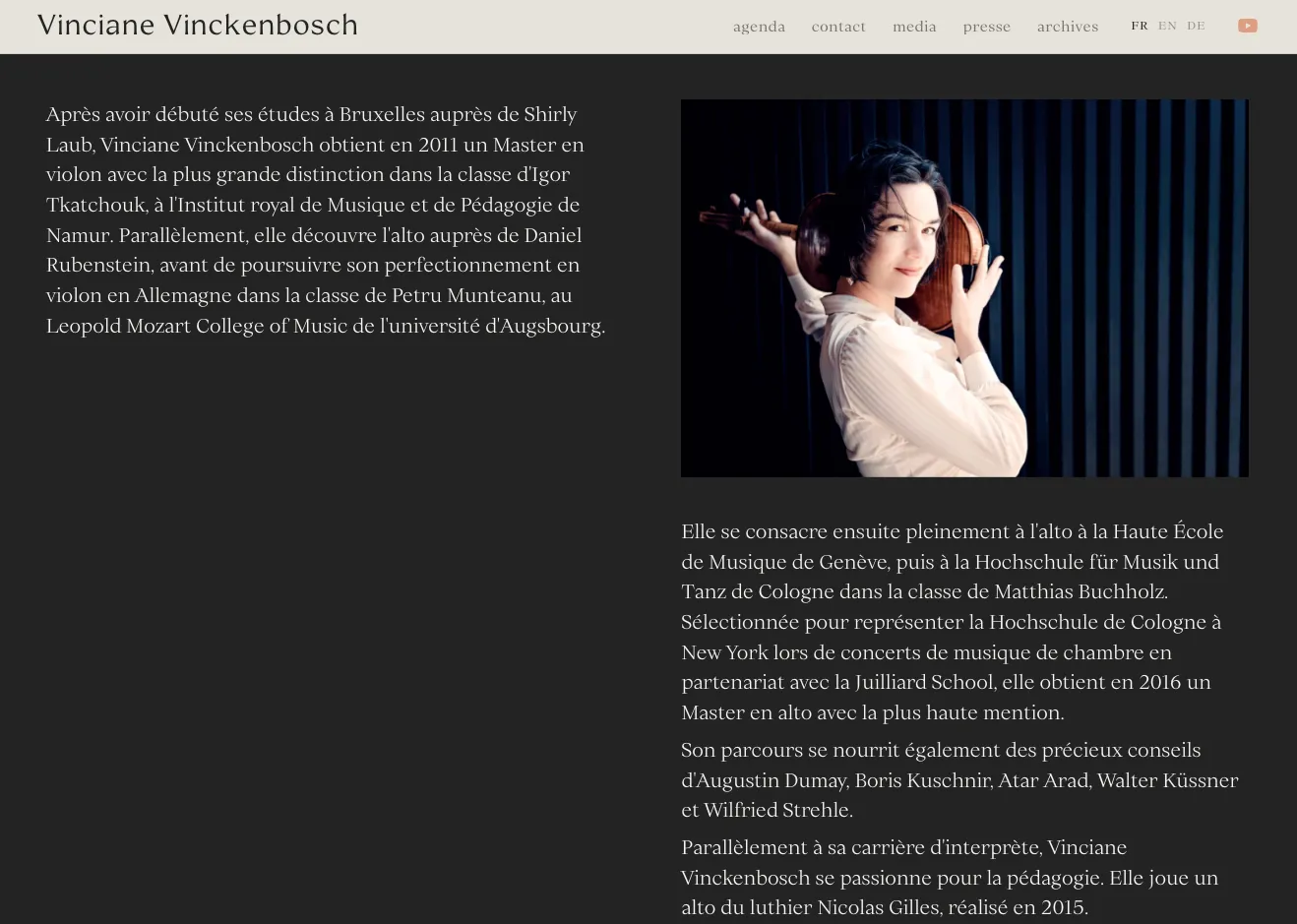 Vinciane Vinckenbosch artist biography screen
