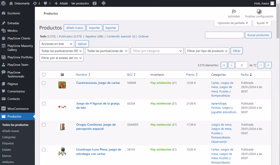 wordPress backoffice