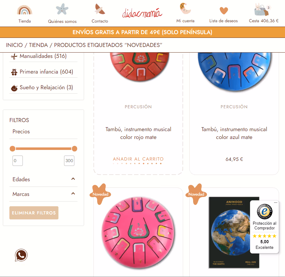 Isaure Lohest web developement project 4 - desktop vue of the shop