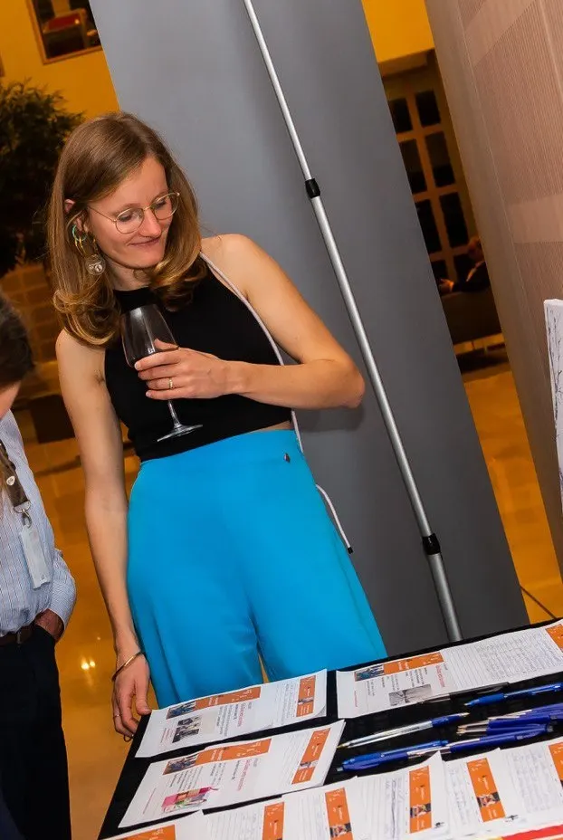 Isaure presenting printed design work