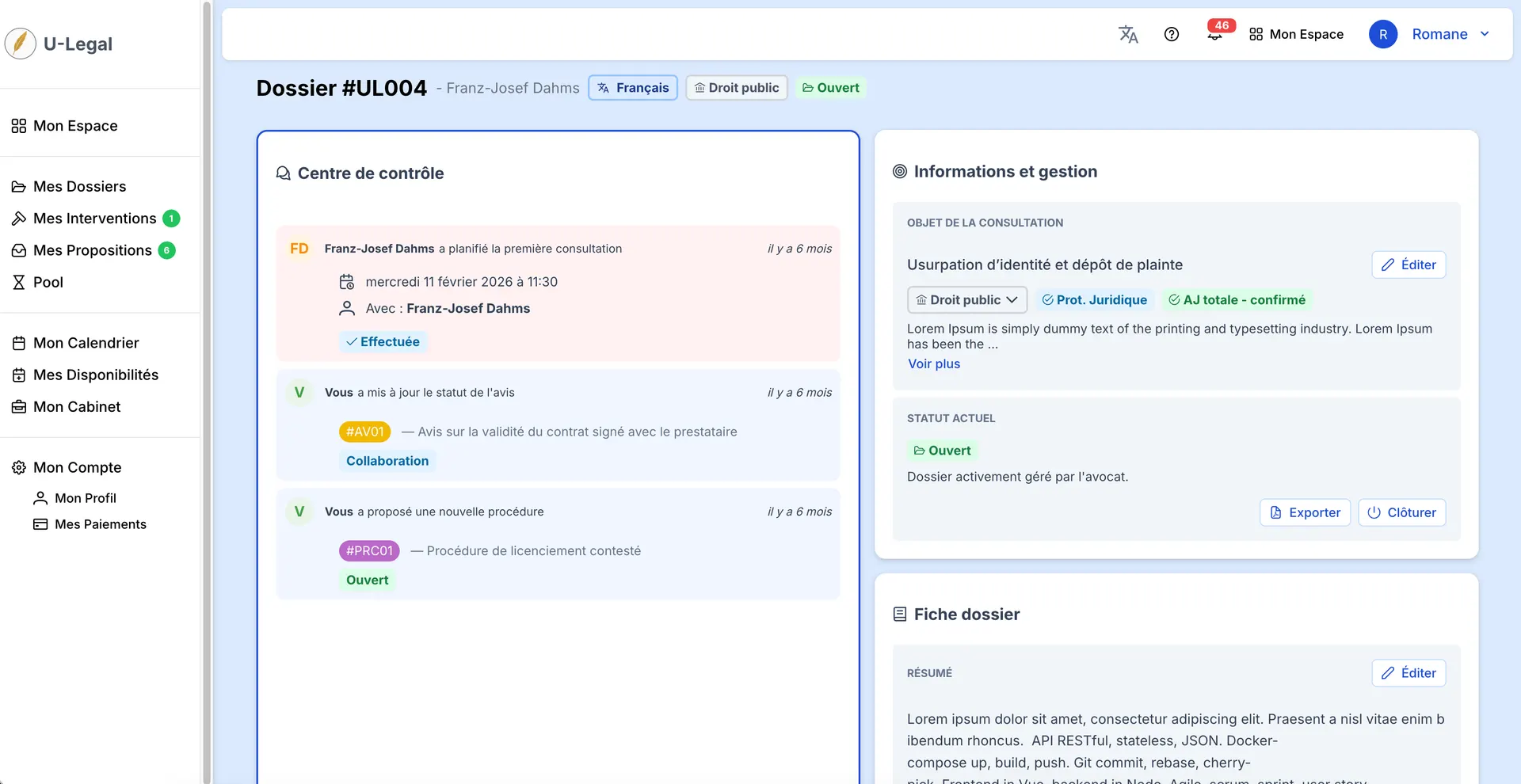 Client-Lawyer Platform screen 03