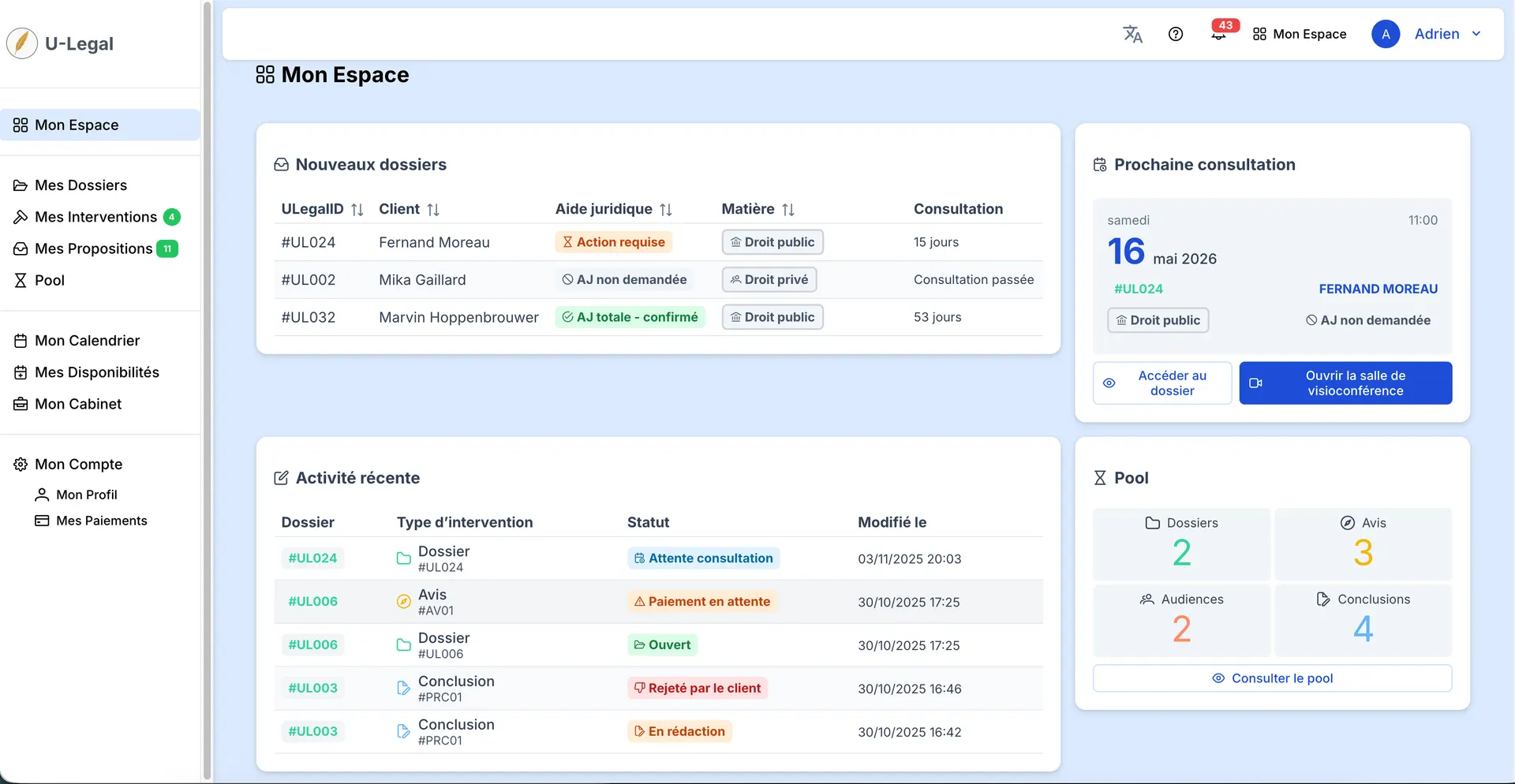 Client-Lawyer Platform screen 06