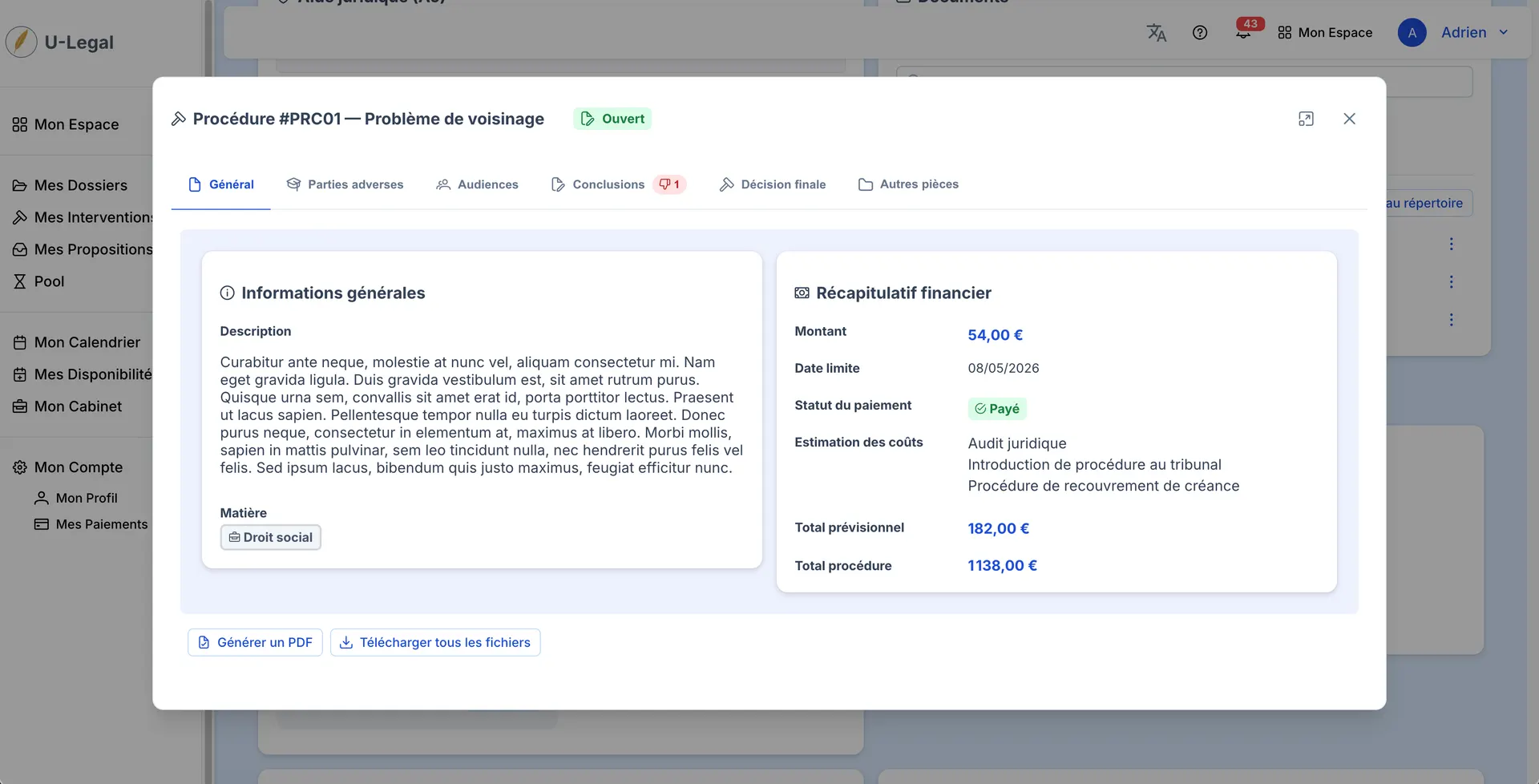 Client-Lawyer Platform screen 07