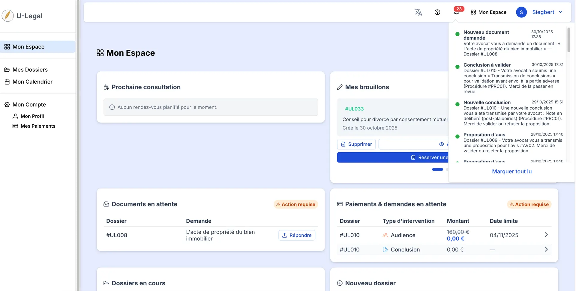 Client-Lawyer Platform screen 11