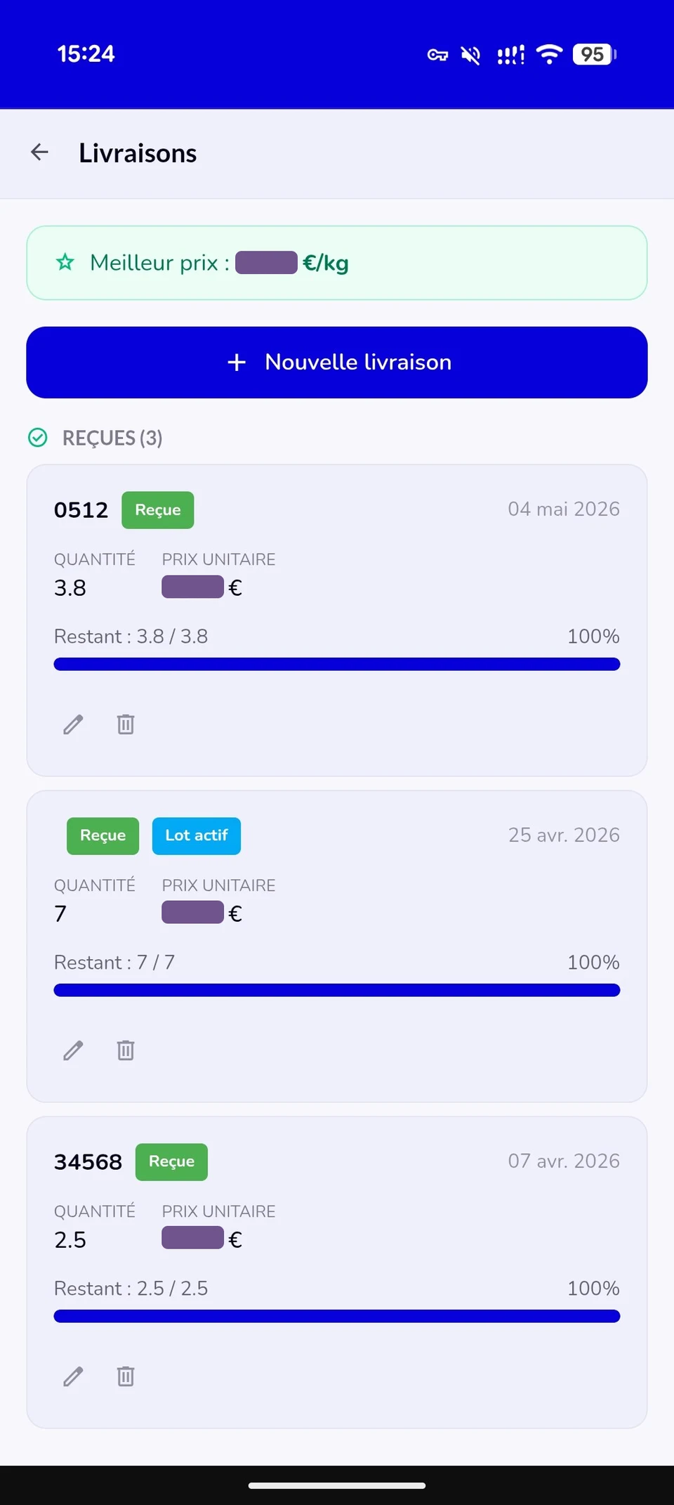 Goa Kombucha deliveries screen